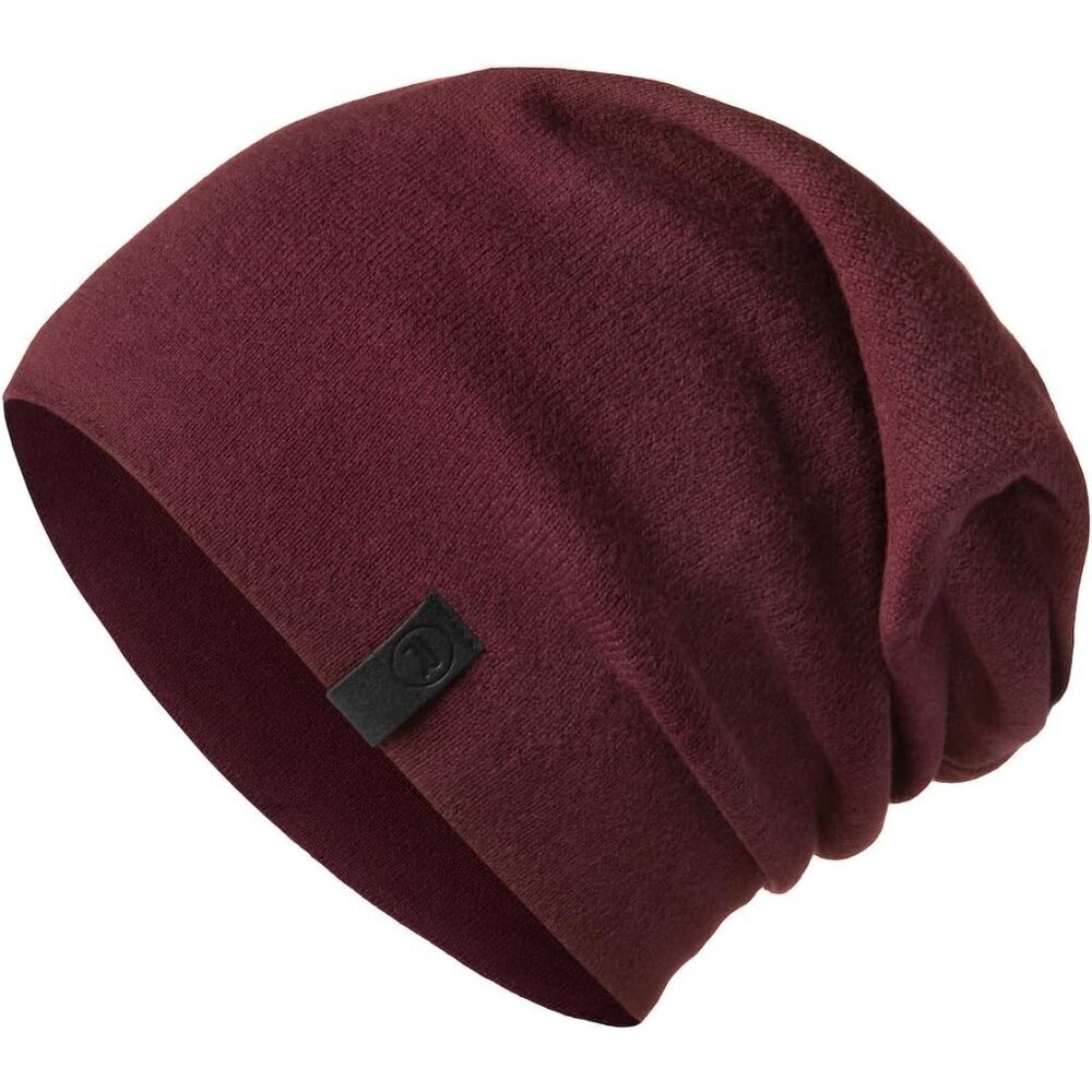 Unisex Wine 100% Cotton Winter Skull Pull on Knit Warm Slouchy Baggy Beanie Cap